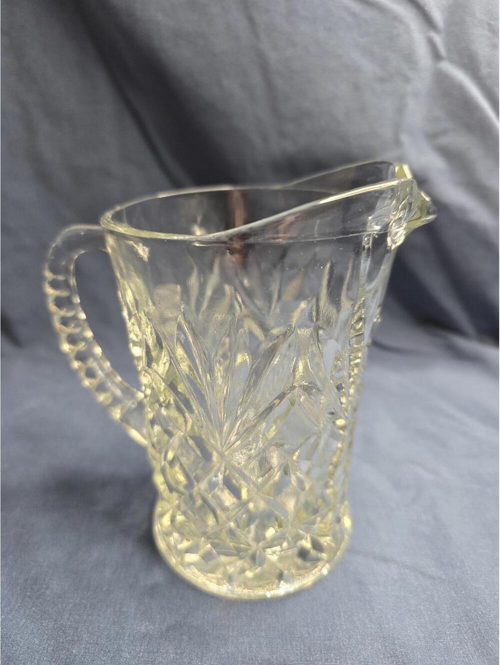 Vintage Anchor Hawking Small 4 5/8" Glass Pitcher with Elegant Pineapple Design